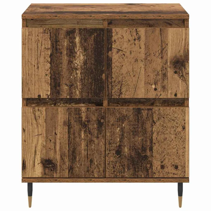 Lot de 3 cabinets de rangement rectangulaires modernes 60 x 35 x 70 cm grand espace de stockage finition épurée en bois ancien 02_0056037
