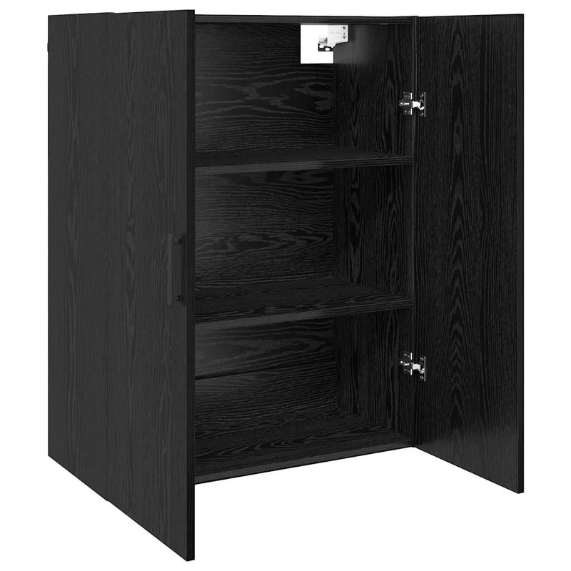Lot de 2 armoires murales modernes avec portes à charnières 69,5 x 34 x 90 cm en bois d'ingénierie chêne noir 02_0056051