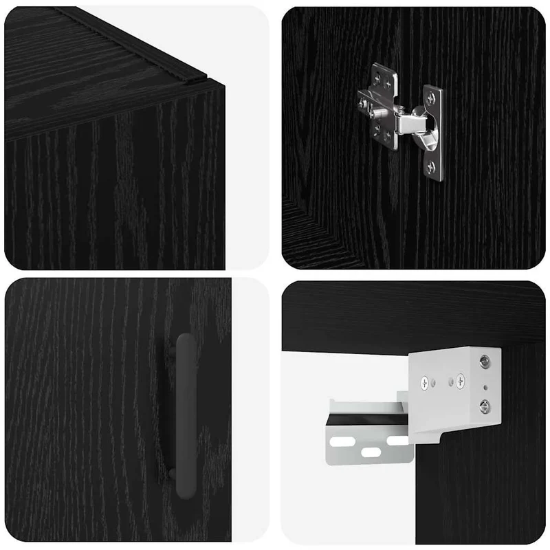 Lot de 2 armoires murales modernes avec portes à charnières 69,5 x 34 x 90 cm en bois d'ingénierie chêne noir 02_0056051