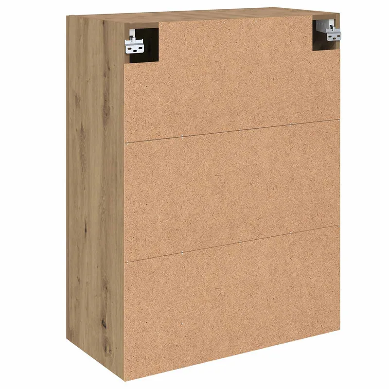 Lot de 2 armoires murales modernes avec 4 portes rangement optimisé 69,5 x 34 x 90 cm en bois d'ingénierie chêne artisanal 02_0056050