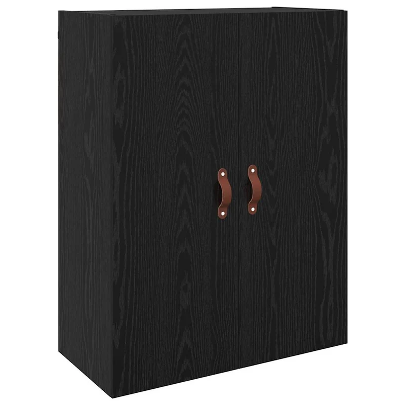 Lot de 2 armoires murales modernes mural 69,5 x 34 x 90 cm avec grand espace de stockage style épuré en bois d'ingénierie chêne noir 02_0056063