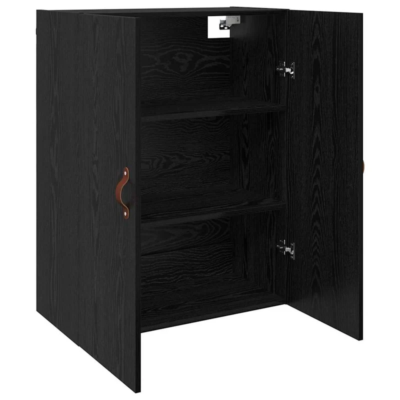 Lot de 2 armoires murales modernes mural 69,5 x 34 x 90 cm avec grand espace de stockage style épuré en bois d'ingénierie chêne noir 02_0056063