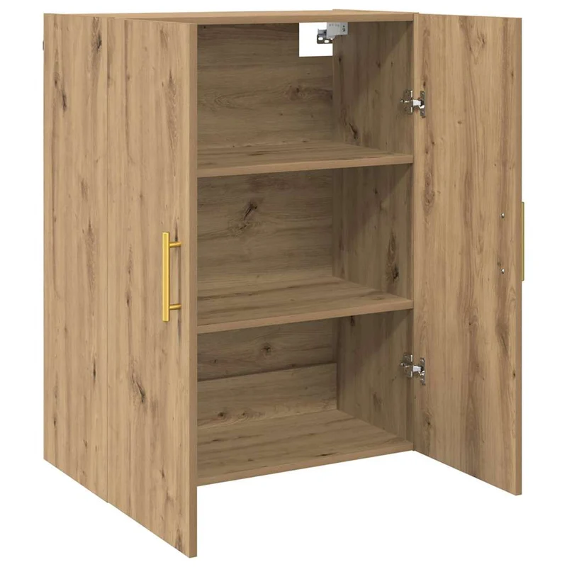 Lot de 2 armoires murales modernes avec 4 portes rangement 69 x 34 x 90 cm en bois d'ingénierie chêne artisanal 02_0056041