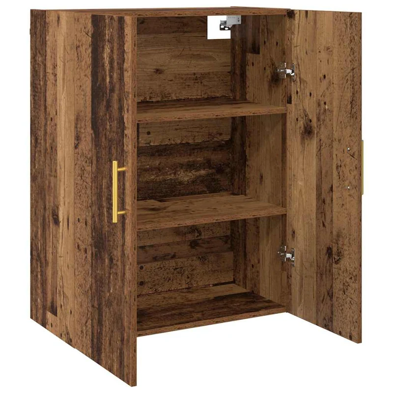 Lot de 2 armoires murales modernes 69,5 x 34 x 90 cm avec grand espace de rangement design épuré en bois ancien 02_0056040