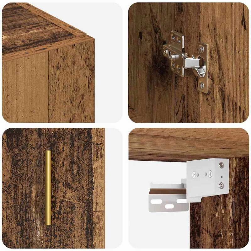 Lot de 2 armoires murales modernes 69,5 x 34 x 90 cm avec grand espace de rangement design épuré en bois ancien 02_0056040