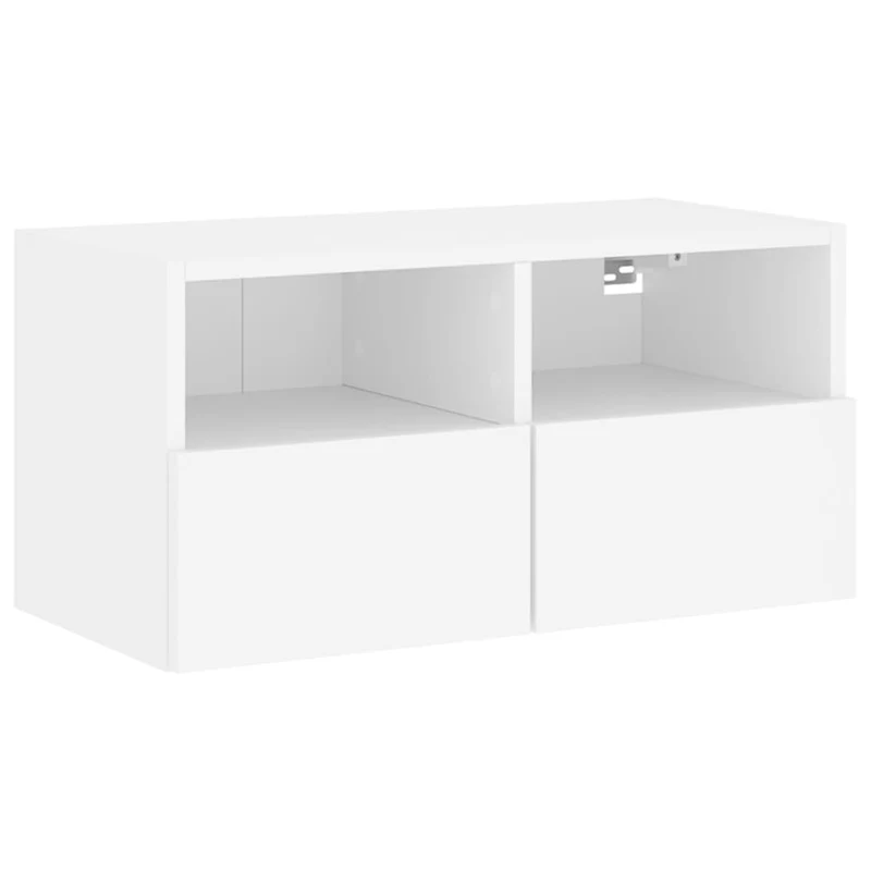 Meubles TV multimédia étagère télévision buffet téléviseur salle à manger salon chambre 4 pièces bois d'ingénierie blanc 02_0029232
