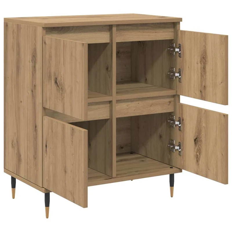 Lot de 3 armoires de rangement modernes 60 x 35 x 70 cm avec grand espace de stockage style contemporain en bois chêne artisanal 02_0056047