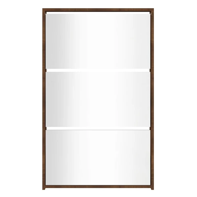 Armoire à chaussures range chaussures rangement meuble entrée couloir salon miroir 3niveau x 63 x 17 x 102,5 cm brun 02_0021885