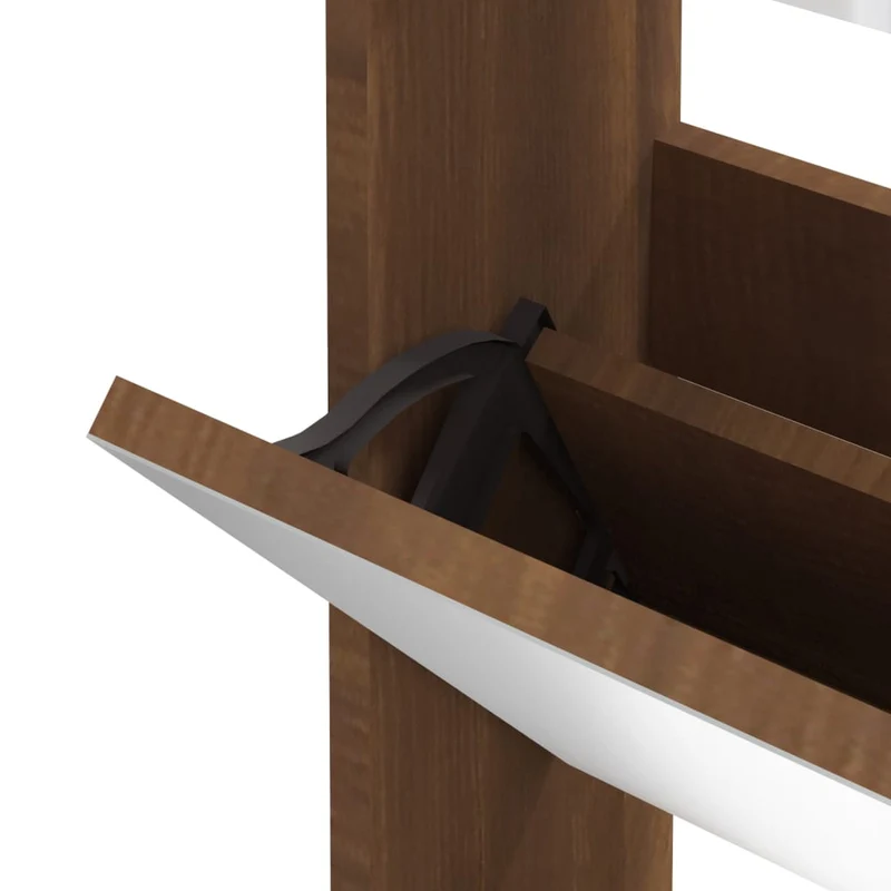 Armoire à chaussures range chaussures rangement meuble entrée couloir salon miroir 3niveau x 63 x 17 x 102,5 cm brun 02_0021885