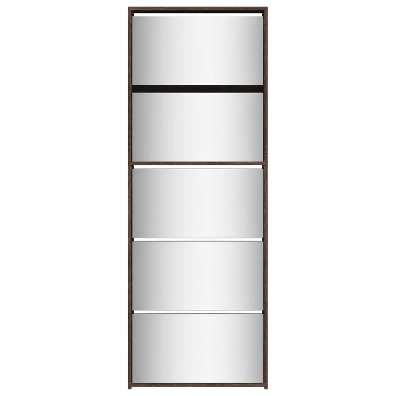 Armoire à chaussures range chaussures rangement meuble entrée couloir salon miroir 5niveau x 63 x 17 x 169,5 cm brun 02_0021892