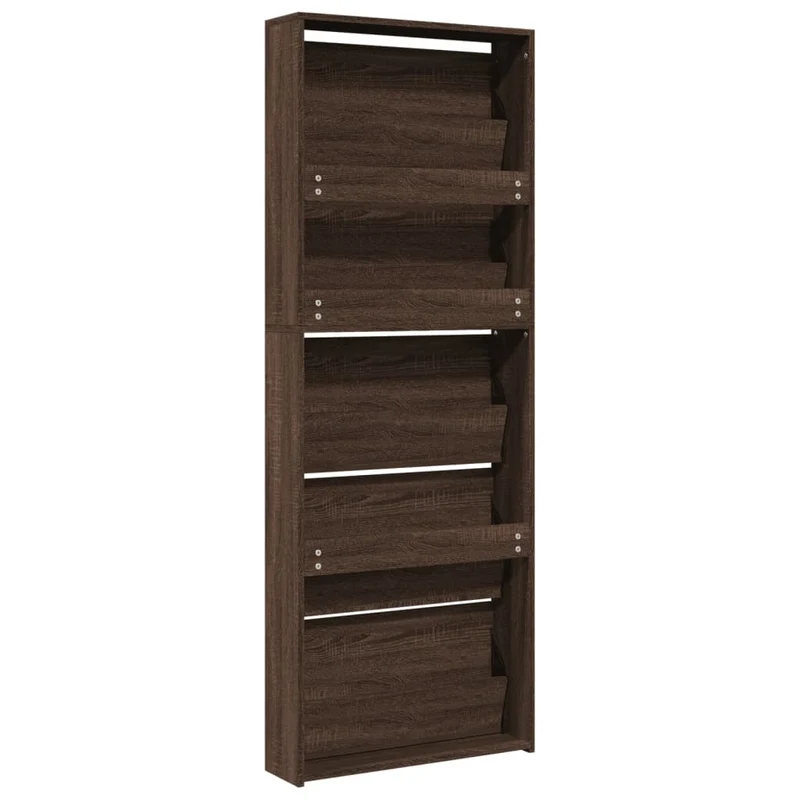 Armoire à chaussures range chaussures rangement meuble entrée couloir salon miroir 5niveau x 63 x 17 x 169,5 cm brun 02_0021892