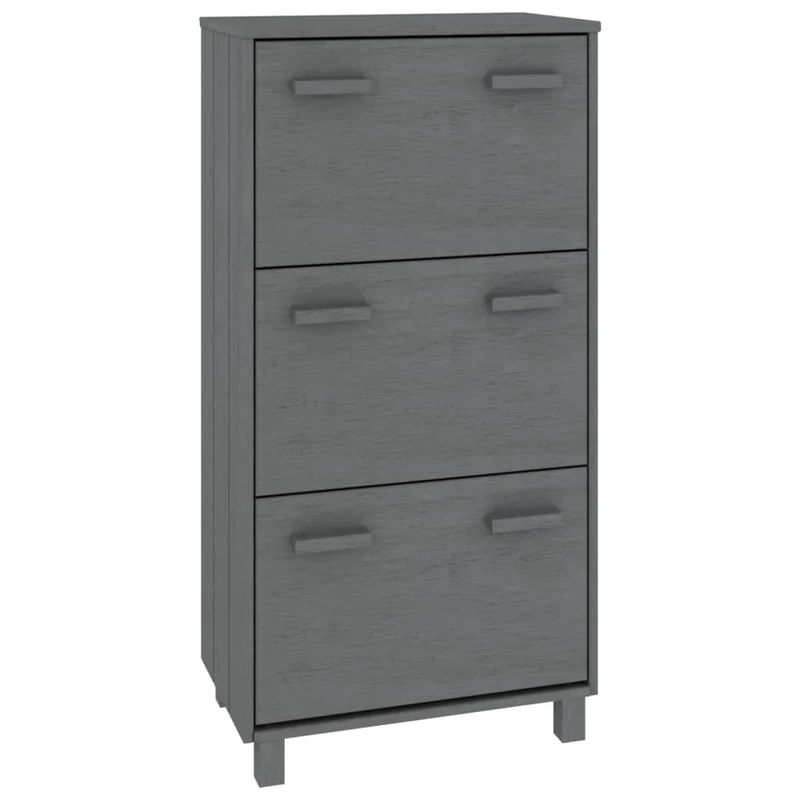 Armoire à chaussures range chaussures rangement meuble entrée couloir salon foncé 59,5 x 35 x 117 cm Pin massif gris 02_0021864