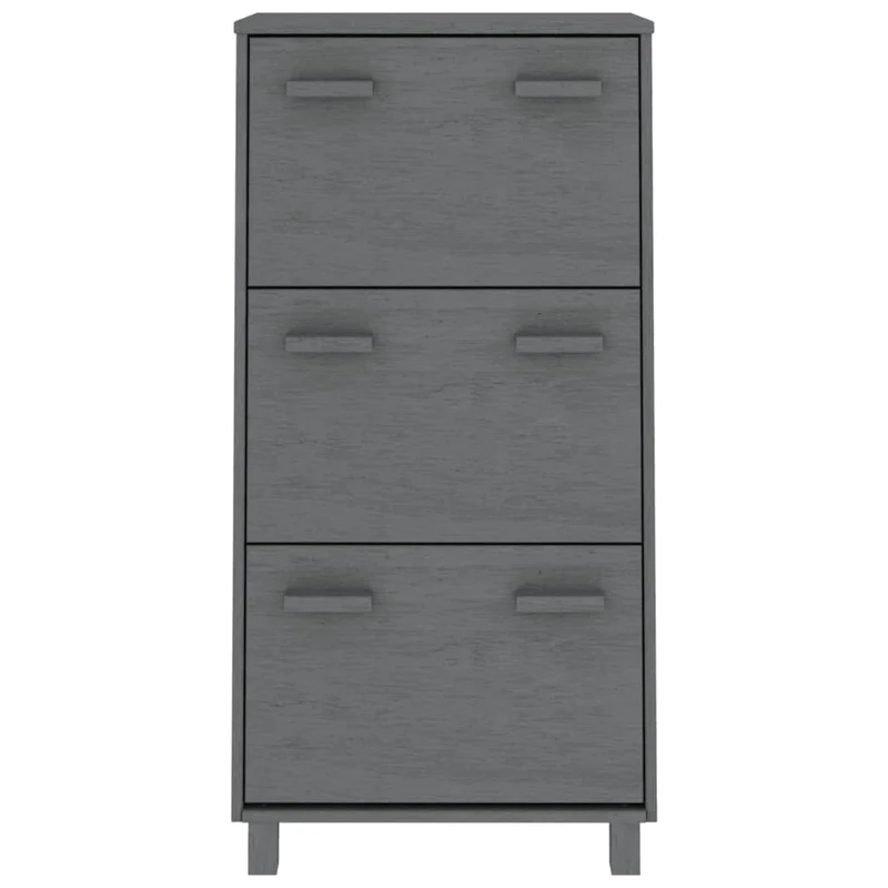 Armoire à chaussures range chaussures rangement meuble entrée couloir salon foncé 59,5 x 35 x 117 cm Pin massif gris 02_0021864