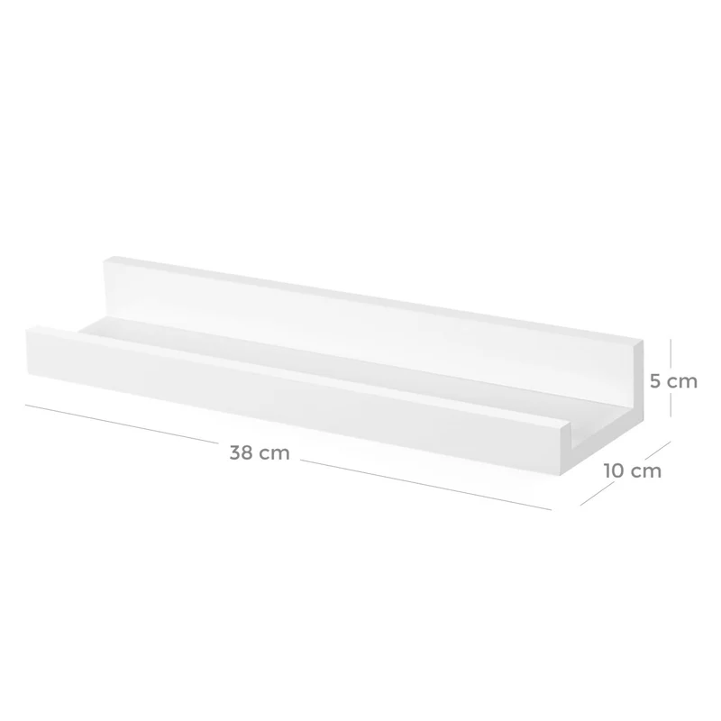 Lot de 3 étagères murales flottantes en MDF 38 x 10 cm pour cadres photos livres exposition rangement blanc 3 12_0002876