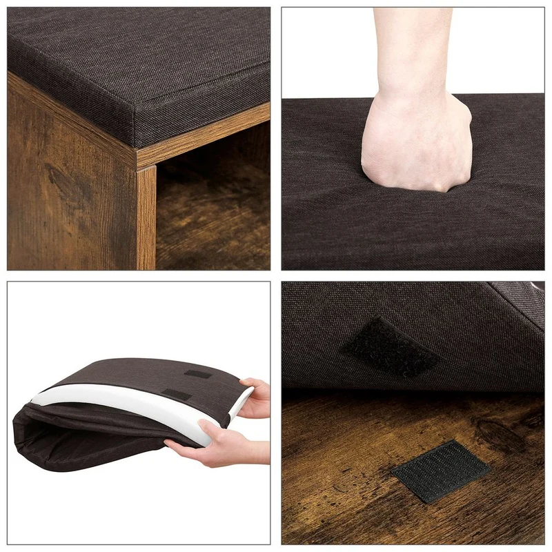 Banc chaussures meuble chaussures entrée banc rangement avec 15 compartiments siège rembourré capacité de charge 200 kg blanc et gris 12_0004116