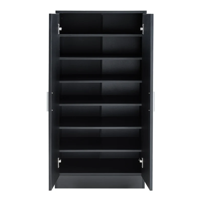 Armoire étagère meuble de rangement à chaussures avec 2 portes 108 x 55 x 35 cm noir 03_0008950