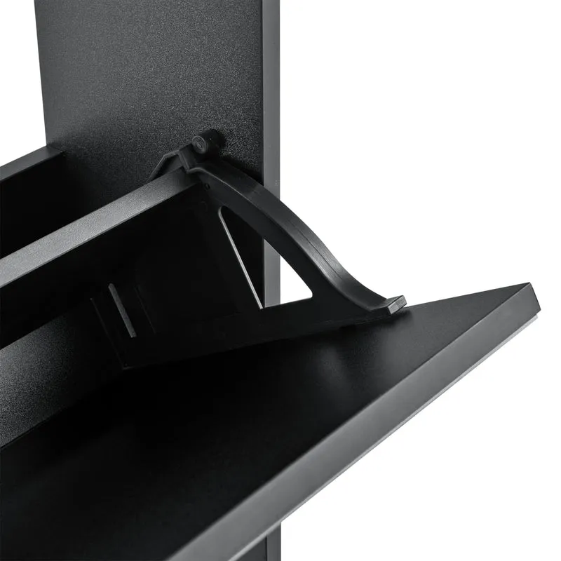 Étagère à chaussures design meuble de rangement 3 compartiments stockage pour 9 paires façade miroir panneaux de particules mélaminés 102,5 x 63 x 17 cm noir 03_0005166