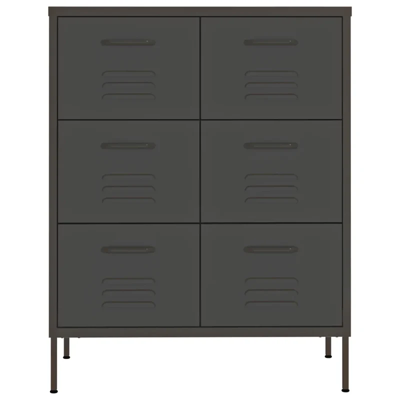 Armoire à tiroirs 80 x 35 x 101,5 cm 6 tiroirs avec glissières en acier anthracite robustesse moderne 02_0046841