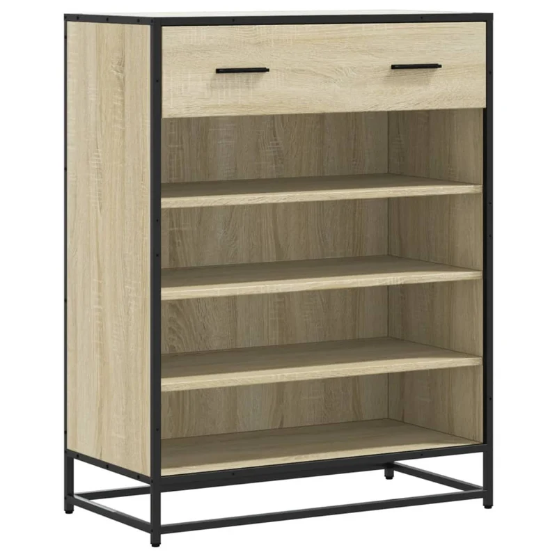 Armoire à chaussures chêne sonoma 75 x 38 x 97,5 cm avec 4 compartiments design moderne en bois d'ingénierie 02_0055629