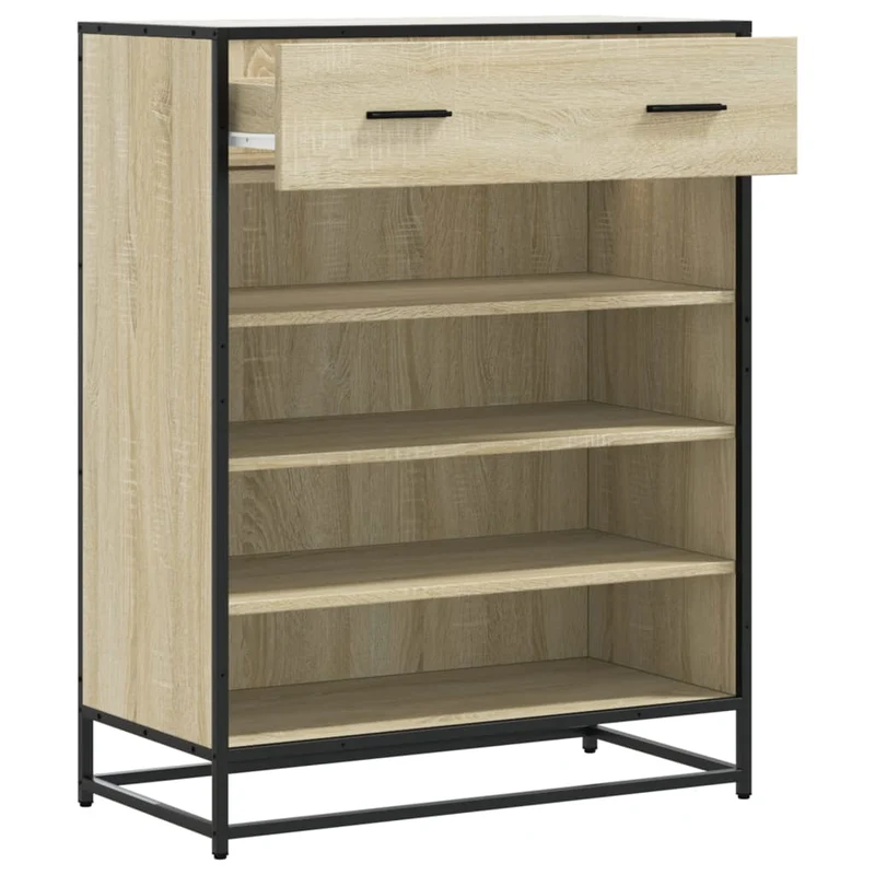 Armoire à chaussures chêne sonoma 75 x 38 x 97,5 cm avec 4 compartiments design moderne en bois d'ingénierie 02_0055629
