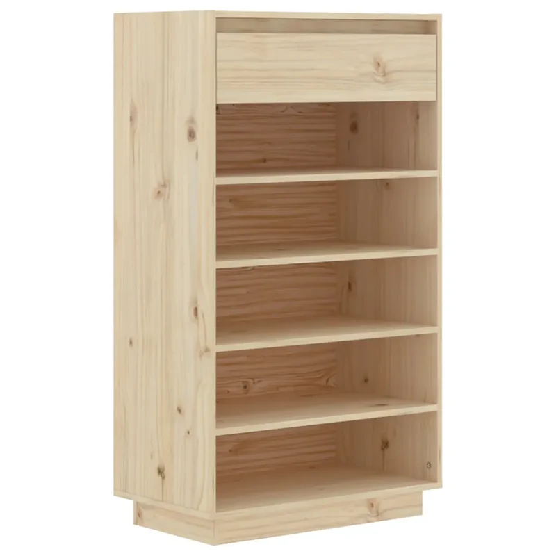 Armoire à chaussures en bois de pin massif pratique avec tiroirs 60 x 34 x 105 cm en bois naturel 02_0048107