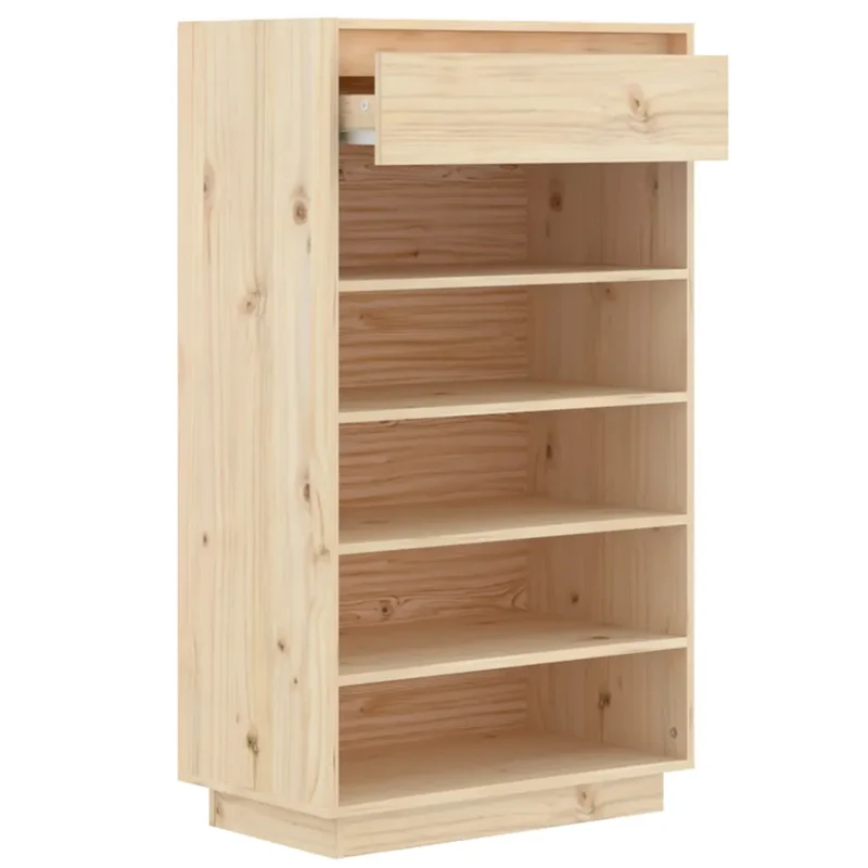 Armoire à chaussures en bois de pin massif pratique avec tiroirs 60 x 34 x 105 cm en bois naturel 02_0048107