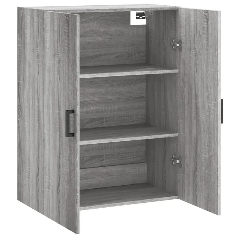 Armoire murale suspendue design pratique rangement 69,5 x 34 x 90 cm en bois d'ingénierie gris 02_0048585