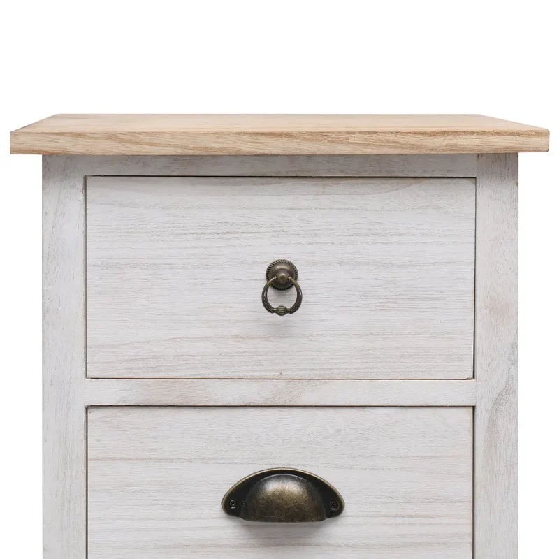 Armoire latérale 35 x 25 x 57 cm 3 tiroirs pratique support décoratif en bois de paulownia blanc 02_0046457