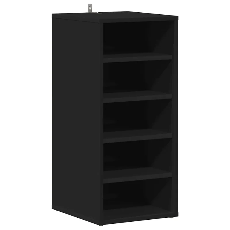 Armoire à chaussures noire moderne fixable mur ou sol 31,5 x 35 x 70 cm en aggloméré noir 02_0047963