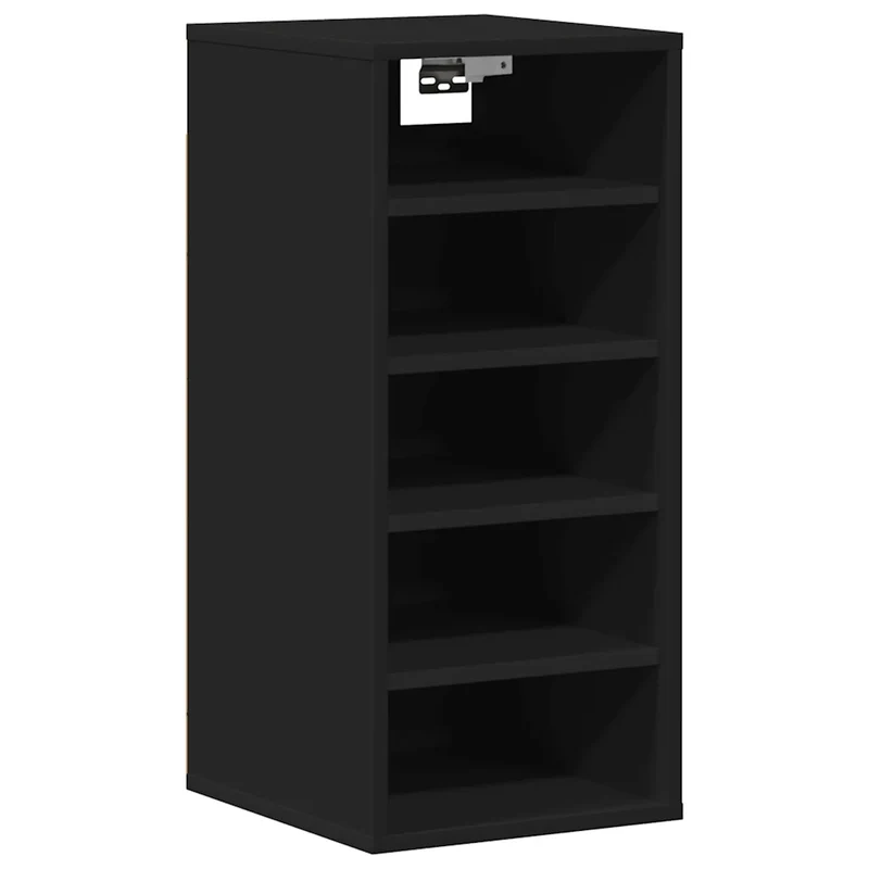 Armoire à chaussures noire moderne fixable mur ou sol 31,5 x 35 x 70 cm en aggloméré noir 02_0047963