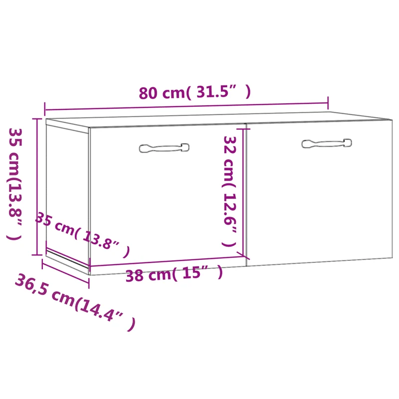 Armoire murale rangement espace design moderne 80 x 36 x 35 cm en bois gris béton 02_0048056