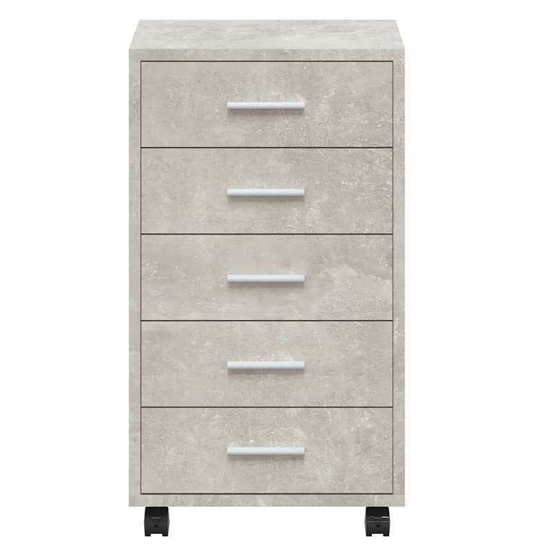 Armoire à tiroirs moderne avec roulettes 33 x 38 x 63 cm pratique flexible bureau en bois d'ingénierie gris béton 02_0047077