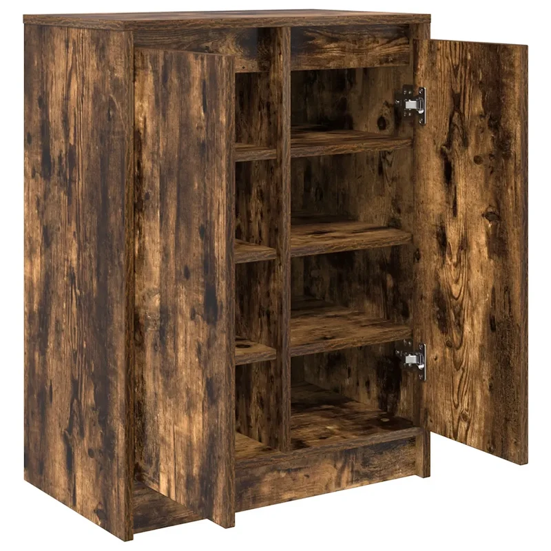 Armoire à chaussures chêne fumé 57 x 34 x 76 cm grand espace de rangement moderne pratique en bois d'ingénierie chêne fumé 02_0051773