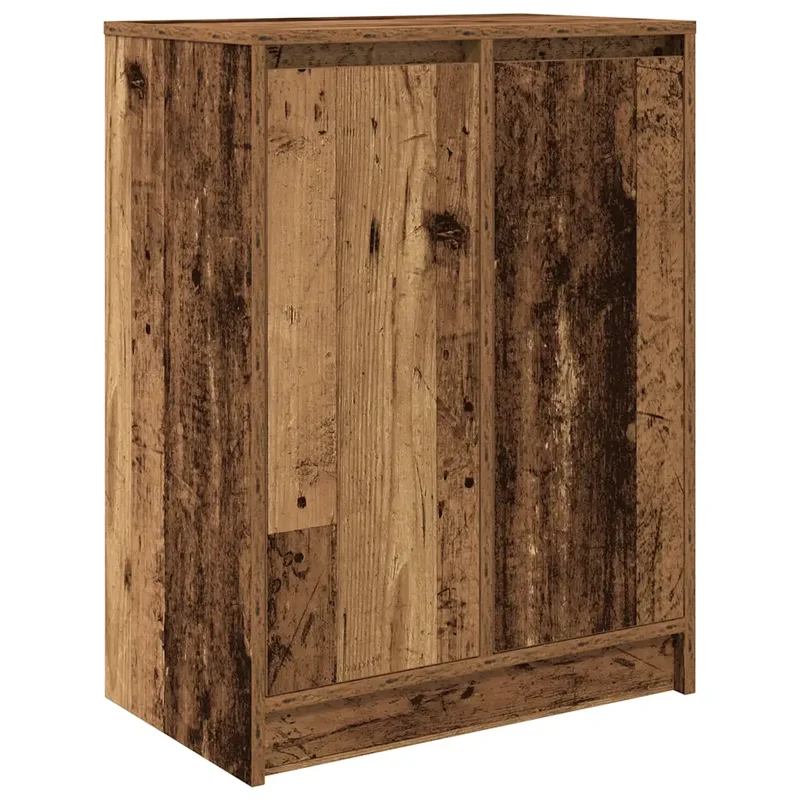 Armoire à chaussures vintage avec 2 portes 57 x 34 x 76 cm rangement espace optimisé en bois d'ingénierie vieux bois 02_0051776