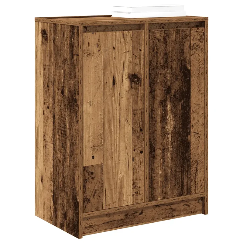 Armoire à chaussures vintage avec 2 portes 57 x 34 x 76 cm rangement espace optimisé en bois d'ingénierie vieux bois 02_0051776