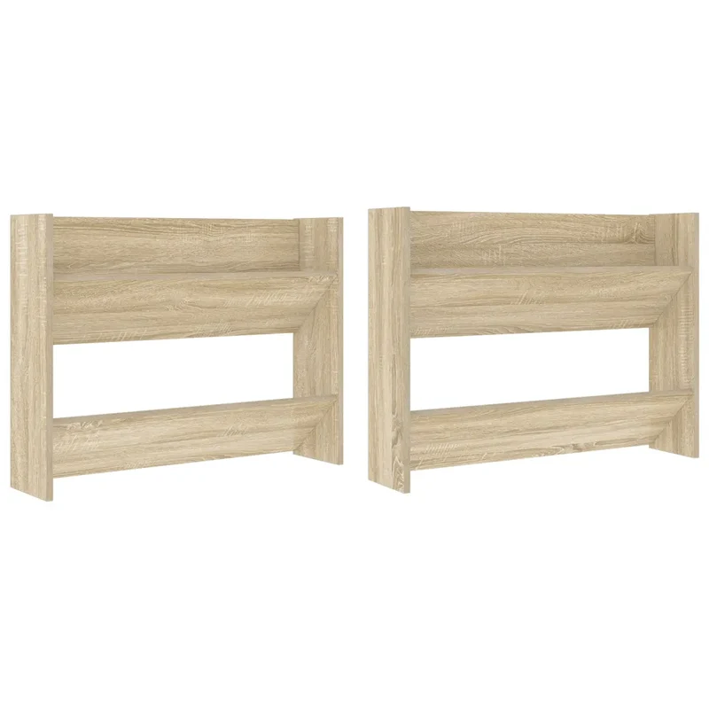 Lot de 2 armoires à chaussures murales design moderne entrée 80 x 18 x 60 cm en aggloméré chêne sonoma 02_0047892