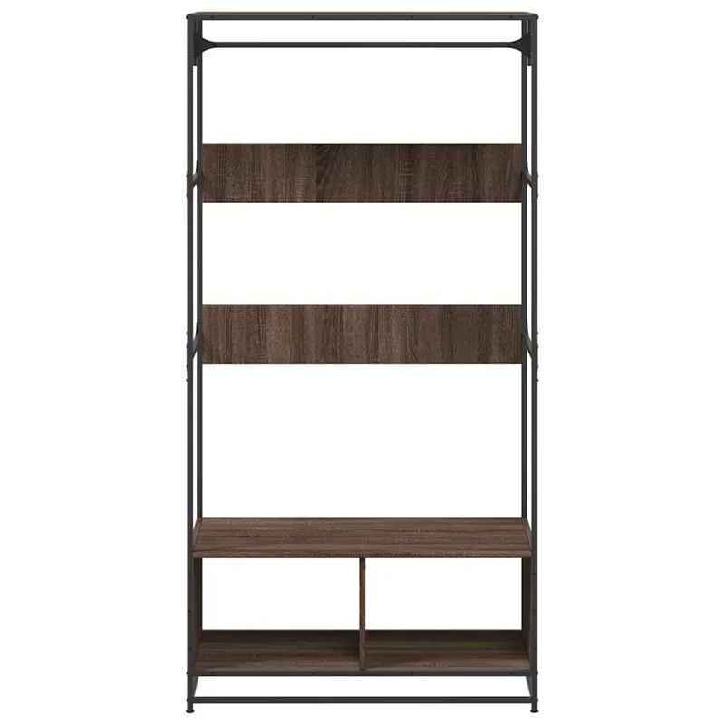Armoire élégante en bois d'ingénierie 90 x 50 x 180 cm rangement grand espace style industriel en chêne marron 02_0049680