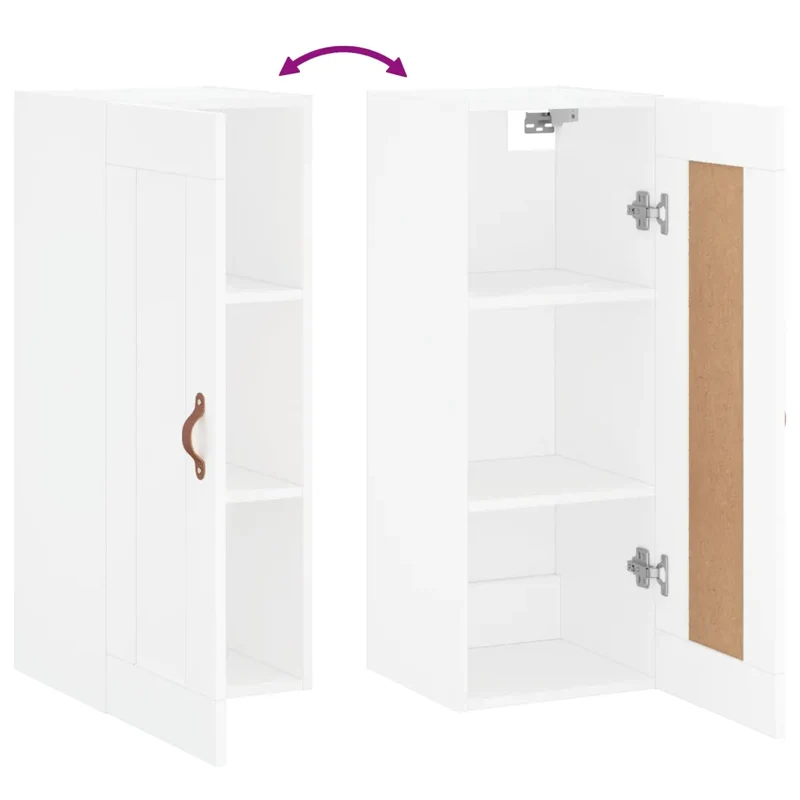 Armoire murale blanche élégante avec 3 compartiments 34,5 x 34 x 90 cm en bois d'ingénierie blanc 02_0048937