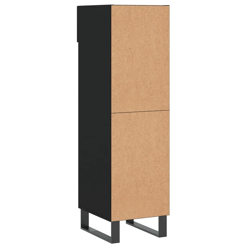 Armoire à chaussures élégante noire 30 x 35 x 105 cm avec tiroir et espace de rangement style industriel en bois noir 02_0048747