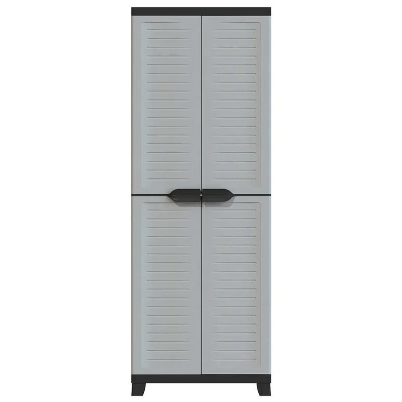 Armoire de rangement compacte 65 x 45 x 181 cm avec étagères réglables design moderne en plastique gris 02_0046950