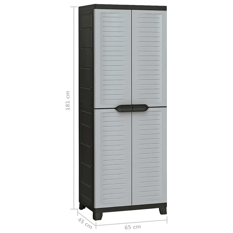 Armoire de rangement compacte 65 x 45 x 181 cm avec étagères réglables design moderne en plastique gris 02_0046950