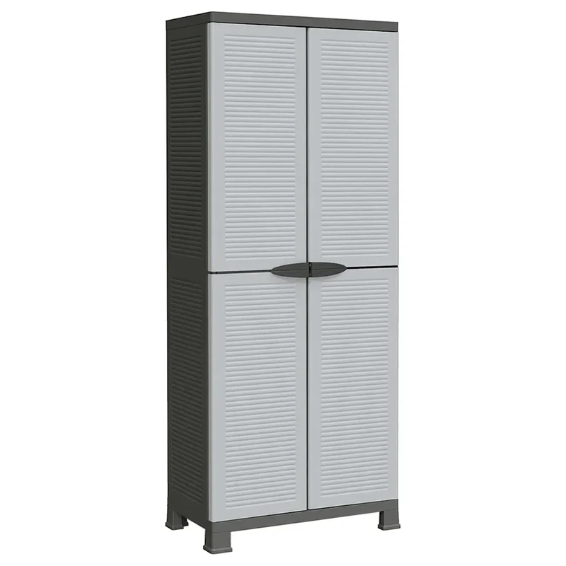 Armoire de rangement compacte avec 4 étagères réglables 68 x 39 x 171 cm en plastique gris 02_0046947