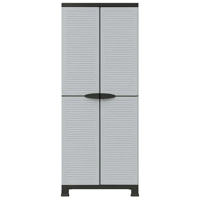 Armoire de rangement compacte avec 4 étagères réglables 68 x 39 x 171 cm en plastique gris 02_0046947