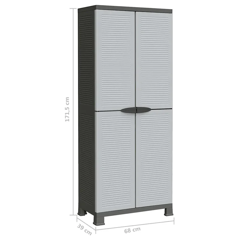 Armoire de rangement compacte avec 4 étagères réglables 68 x 39 x 171 cm en plastique gris 02_0046947