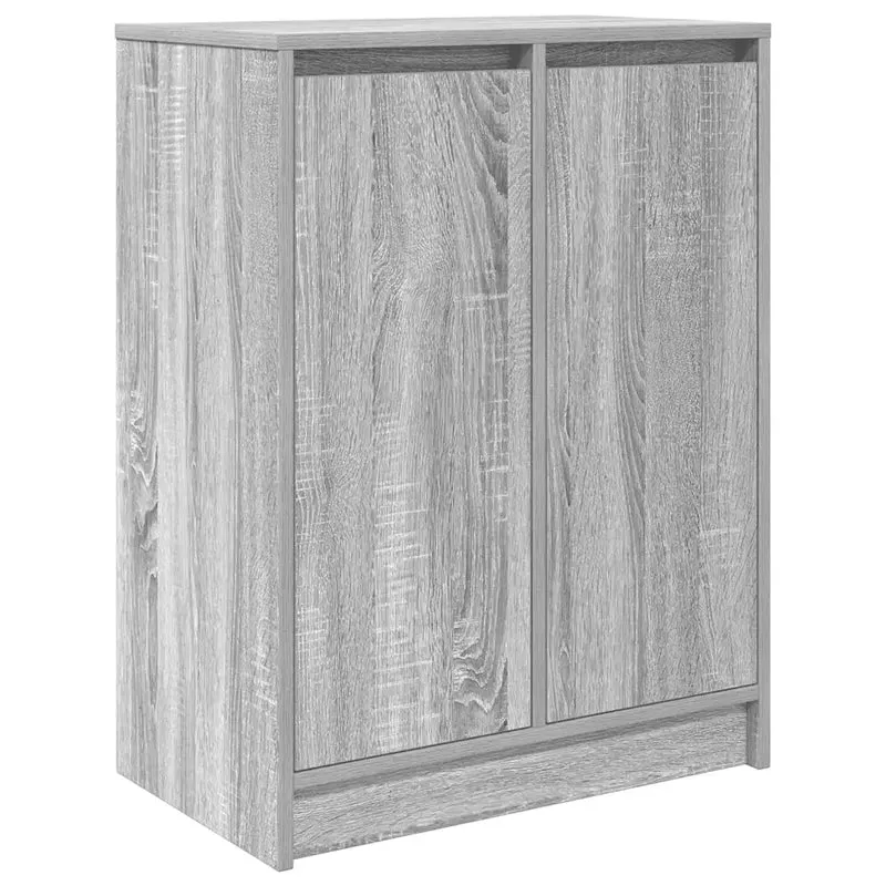 Armoire à chaussures moderne avec 2 portes et 8 étagères 57 x 34 x 76 cm en bois d'ingénierie gris 02_0051774