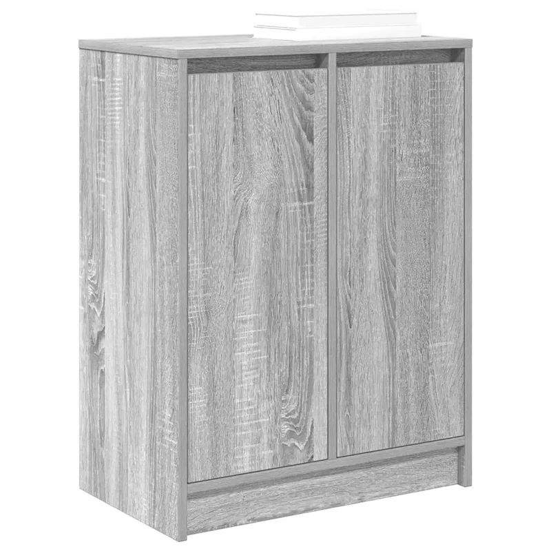 Armoire à chaussures moderne avec 2 portes et 8 étagères 57 x 34 x 76 cm en bois d'ingénierie gris 02_0051774
