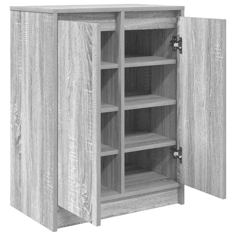 Armoire à chaussures moderne avec 2 portes et 8 étagères 57 x 34 x 76 cm en bois d'ingénierie gris 02_0051774