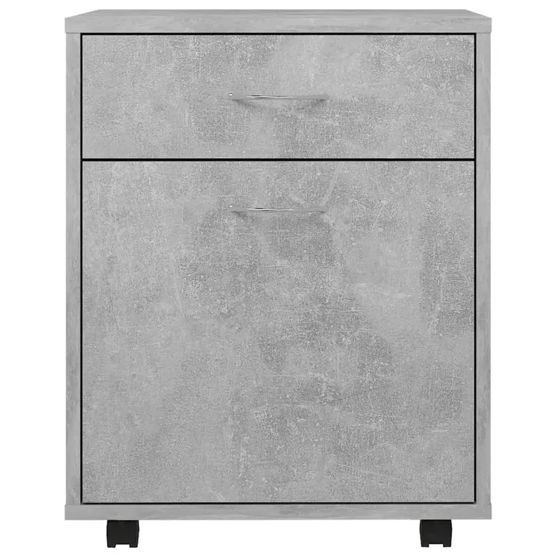 Armoire à roulettes moderne 45 x 38 x 54 cm avec 1 tiroir pratique en bois d’ingénierie gris béton 02_0047917