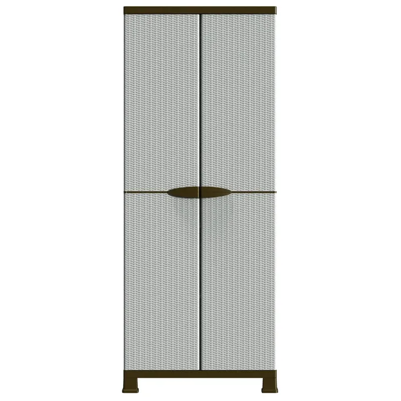 Armoire de rangement en plastique gris 68 x 39 x 171 cm compacte avec étagères réglables design moderne 02_0046945