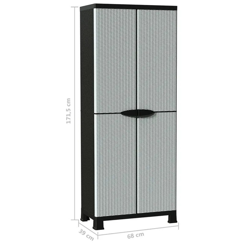 Armoire de rangement en plastique gris 68 x 39 x 171 cm compacte avec étagères réglables design moderne 02_0046945
